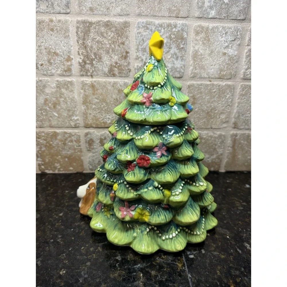 Pioneer Woman Dog Charlie Christmas Tree Cookie Jar Wishful Winter Classic Decor